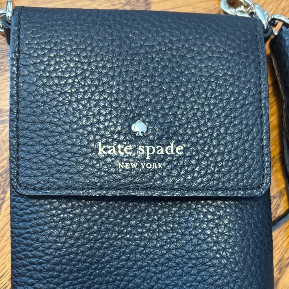 Kate Spade Black Leather Phone Crossbody - Picture 2 of 9